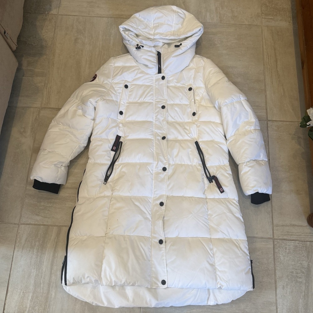 Canada WeatherTech Parka Women's XL‎ White Long Down Side Zip